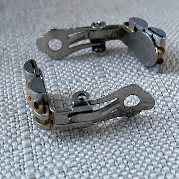 Women Vintage Earrings silver/Gold Tone Band Link Stud Fashion Ear Jewelry - Picture 8 of 8